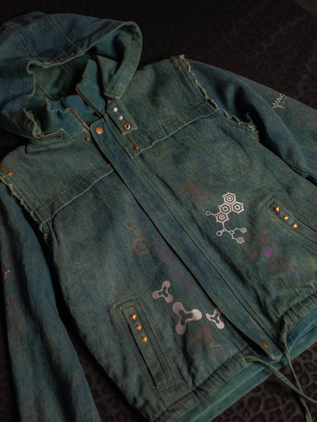 Jacket Men / HEMP TWILL Veg Dye Veg Print - Greendigo IKARO floc